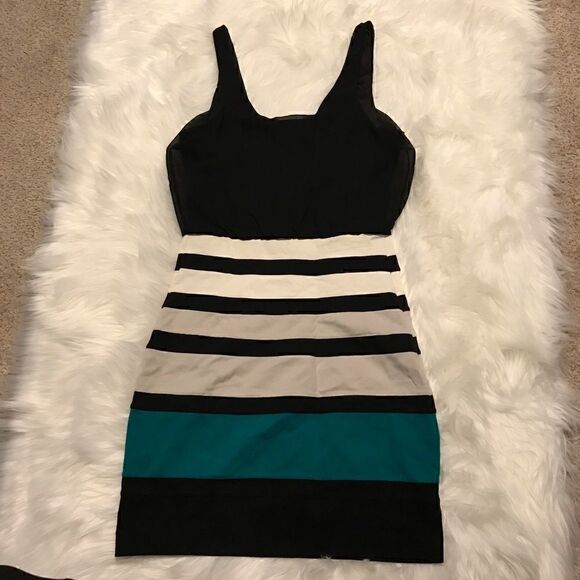 Express Black Striped Bodycon Tank Mini Dress - XS - Picture 2 of 9